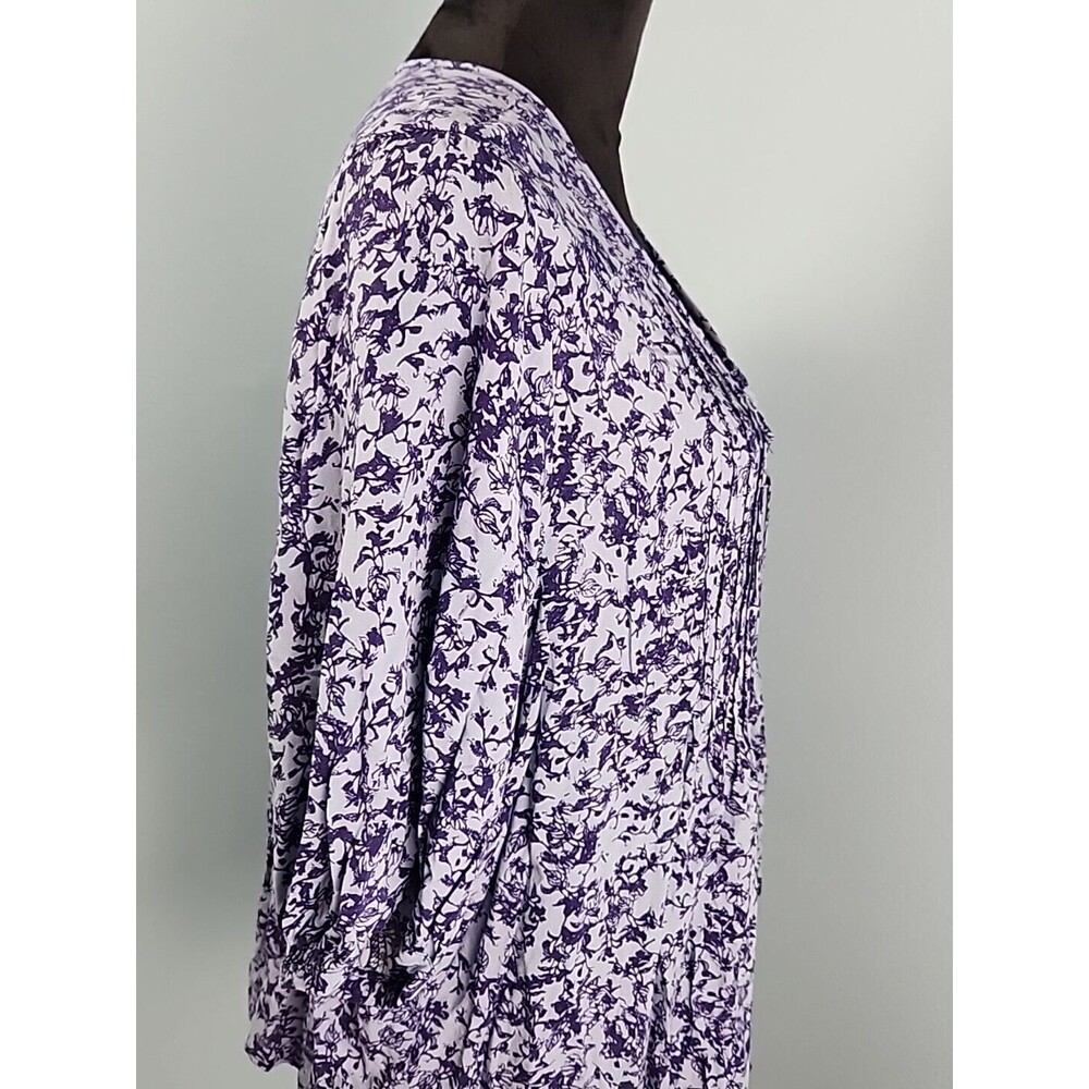 Knox Rose Size x1 Blue Floral V-Neck Ruffled Boho Top Shirt Peasant Blouse Tie - Picture 9 of 15